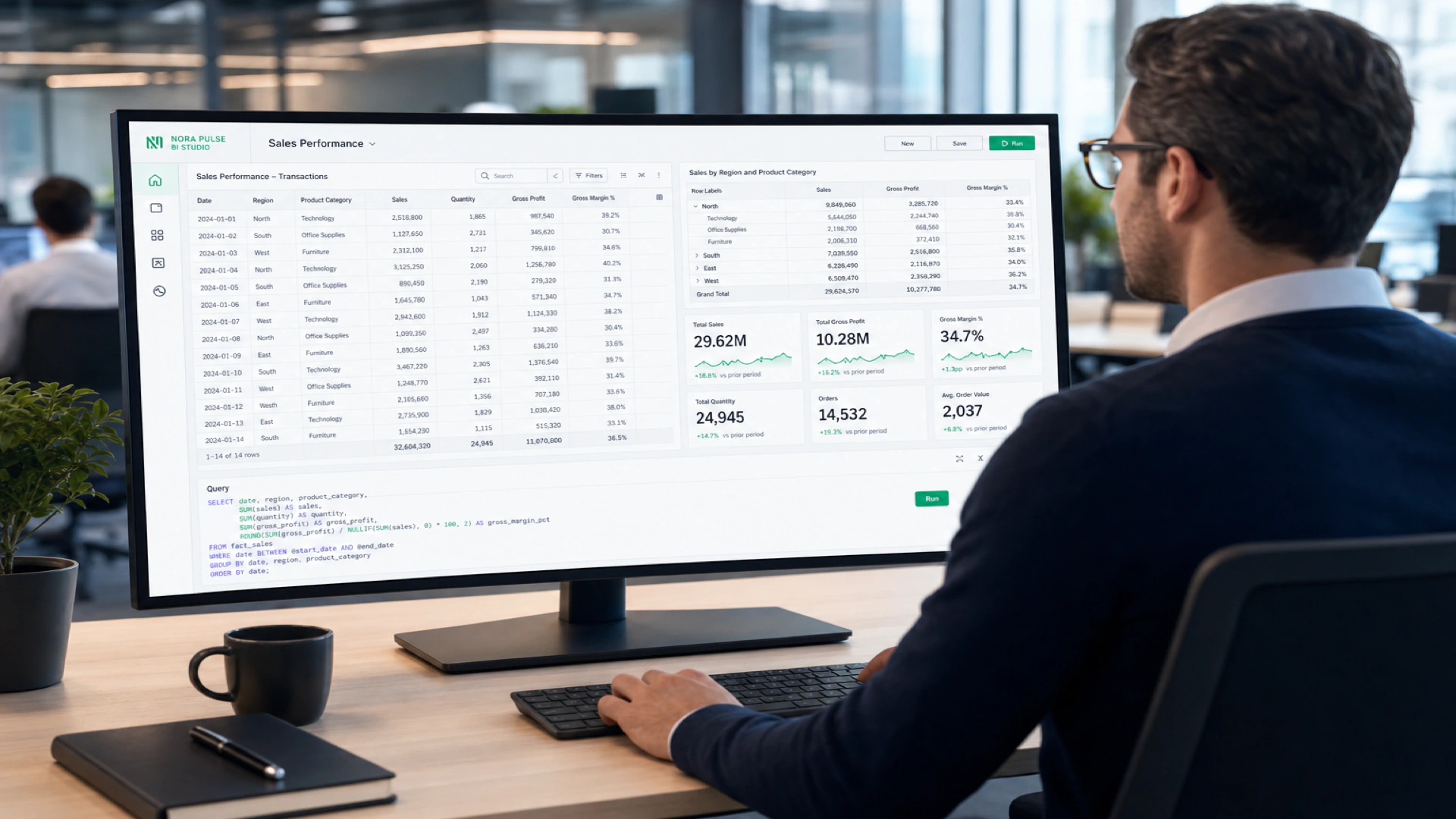 Nora Pulse BI Studio: analist ve entegre web BI çalışma alanı