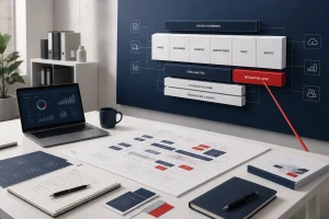 Kurumsal ERP danışmanlığı — modüler mimari planlama illüstrasyonu