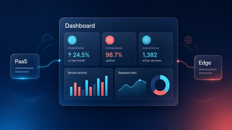 PaaS Dashboard — Edge bağlamında rapor görselleştirme ve kişisel panel illüstrasyonu